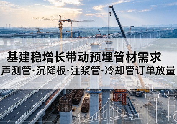 秦安基建稳增长带动预埋监测管材需求，声测管、沉降板、注浆管订单持续放量